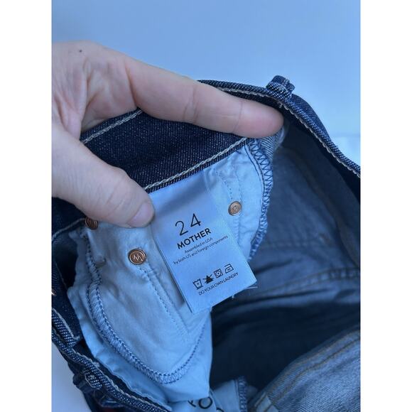 NWOT MOTHER Insider Crop Step Hem Fray Speed Racer Jeans Sz 24 Dark Blue - Picture 7 of 12
